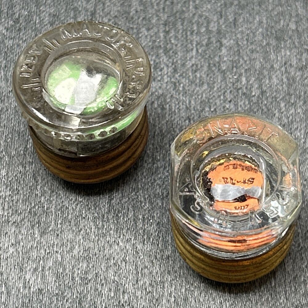 2pc Vintage Glass Snap-In Fuses 125V 15A Industrial Steampunk Decor Restorations